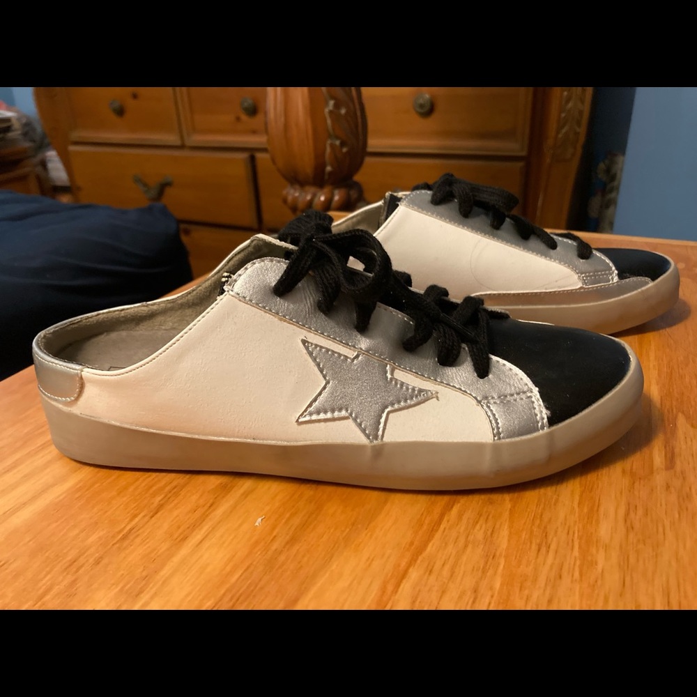 COPY - Shu shop black and white mule sneakers